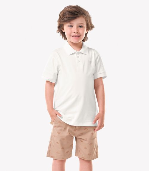 Conjunto Infantil Polo Com Bermuda Trick Nick Bege