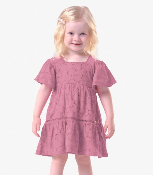 Vestido Infantil Menina Laise Coração Trick Nick Rosa
