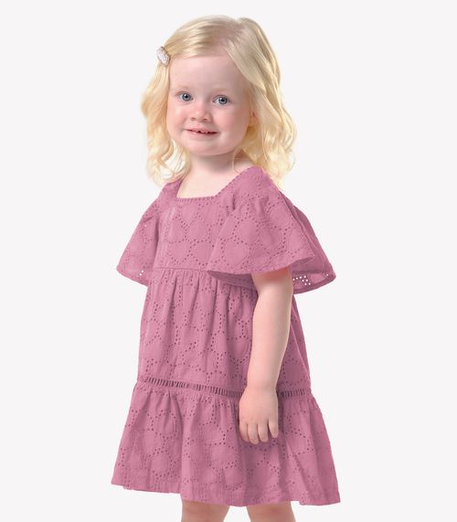 Vestido Infantil Menina Laise Coração Trick Nick Rosa