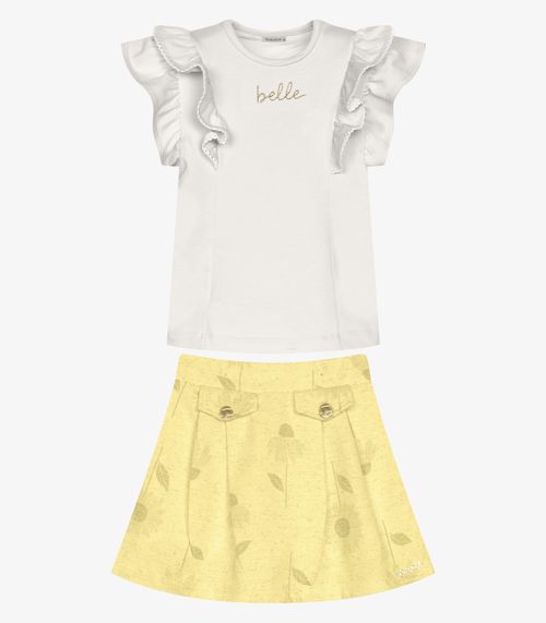 Conjunto Infantil Blusa Com Saia Trick Nick Bege