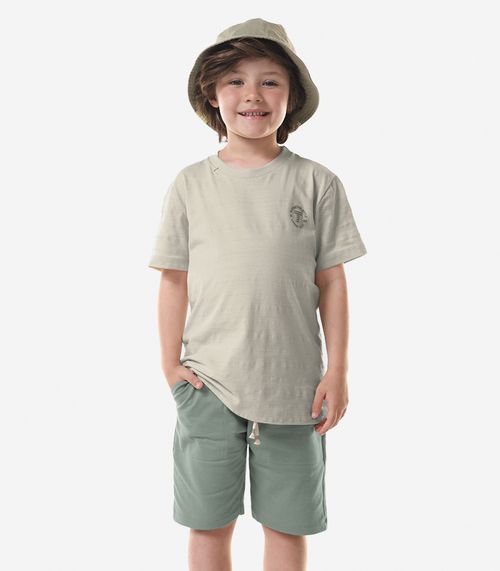 Conjunto Infantil Camiseta Com Bermuda Trick Nick Bege