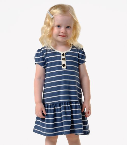 Vestido Infantil Cotton Listrado Trick Nick Azul