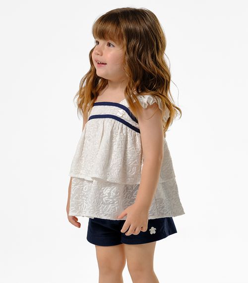 Conjunto Menina Blusa Com Shorts Trick Nick Bege
