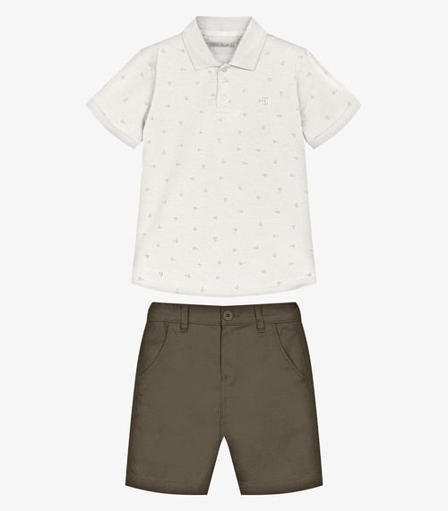 Conjunto Infantil Polo Com Bermuda Trick Nick Bege