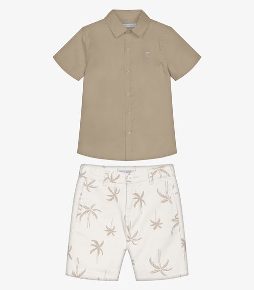 Conjunto Infantil Camisa Com Bermuda Trick Nick Marrom