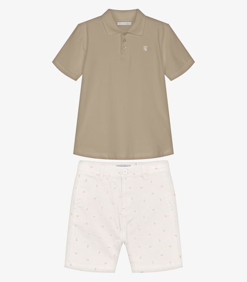 Conjunto Infantil Polo Com Bermuda Trick Nick Marrom