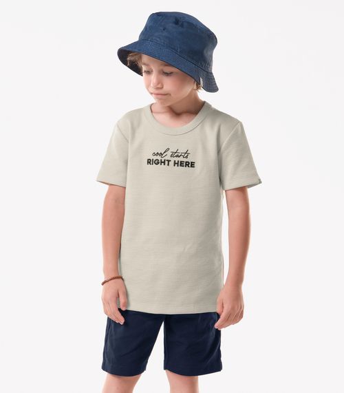 Conjunto Infantil Camiseta Com Bermuda Trick Nick Bege