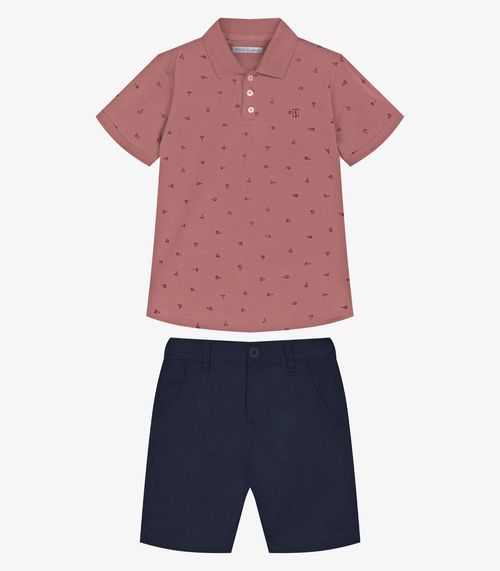 Conjunto Infantil Polo Com Bermuda Trick Nick Rosa