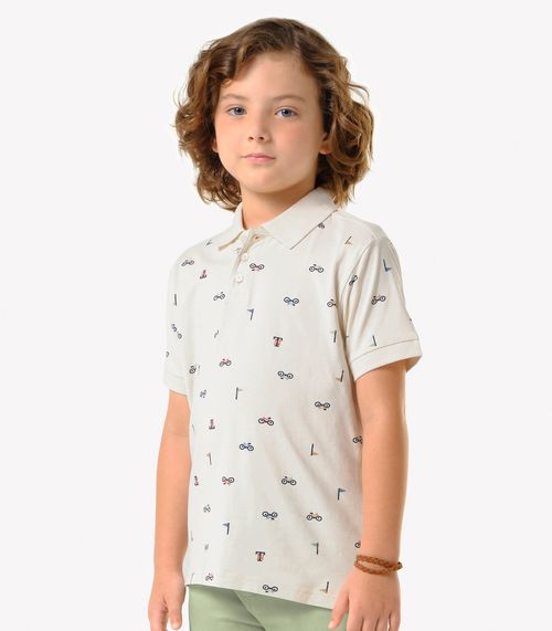 Conjunto Infantil Polo Com Bermuda Trick Nick Bege