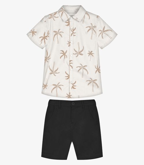 Conjunto Infantil Camisa Com Bermuda Trick Nick Bege
