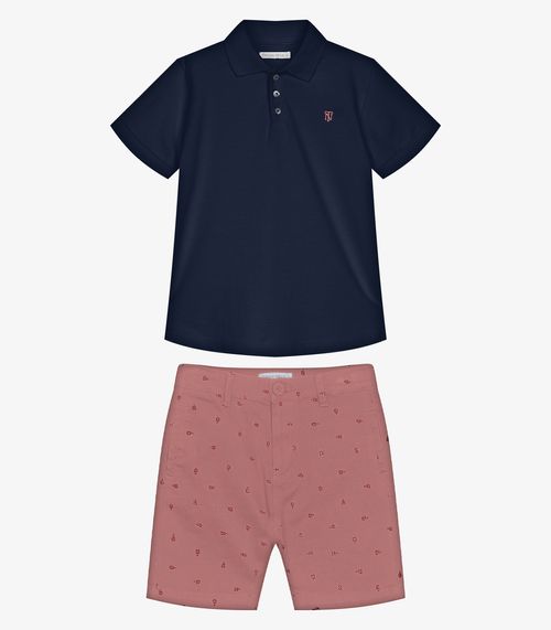 Conjunto Infantil Polo Com Bermuda Trick Nick Azul