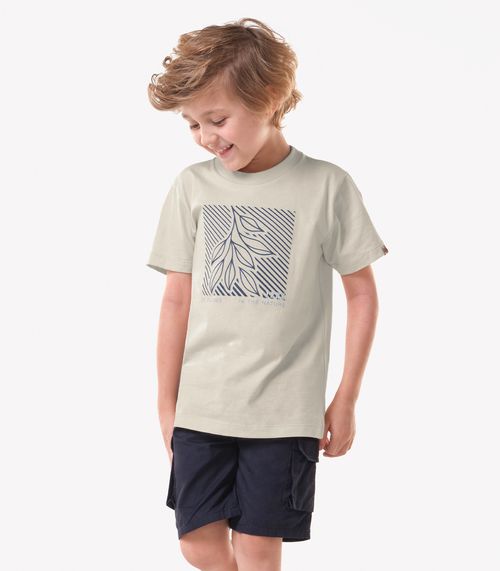 Conjunto Infantil Camiseta Com Bermuda Trick Nick Bege