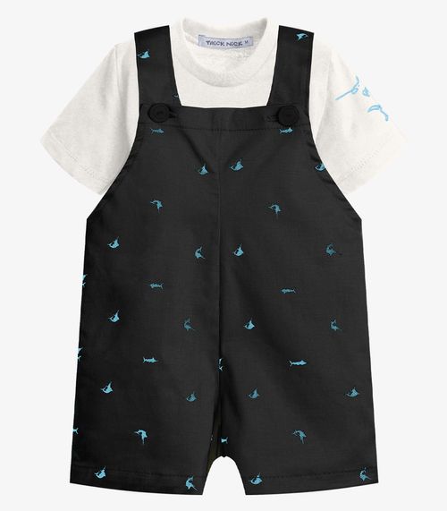 Conjunto Infantil Camiseta E Jardineira Trick Nick Preto