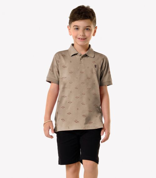 Conjunto Infantil Polo Com Bermuda Trick Nick Marrom