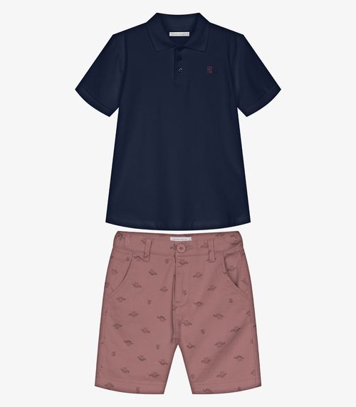 Conjunto Infantil Polo Com Bermuda Trick Nick Azul