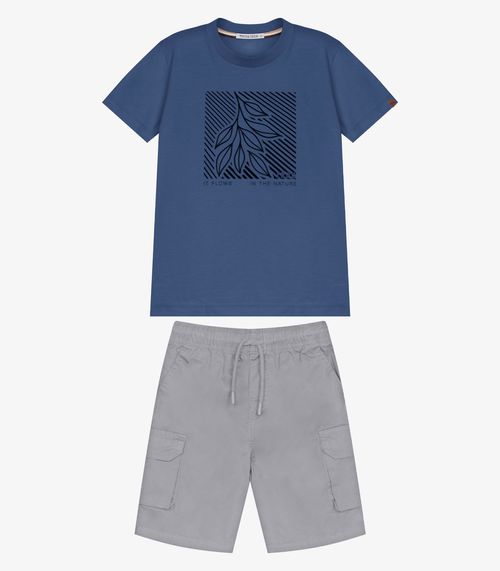 Conjunto Infantil Camiseta Com Bermuda Trick Nick Azul