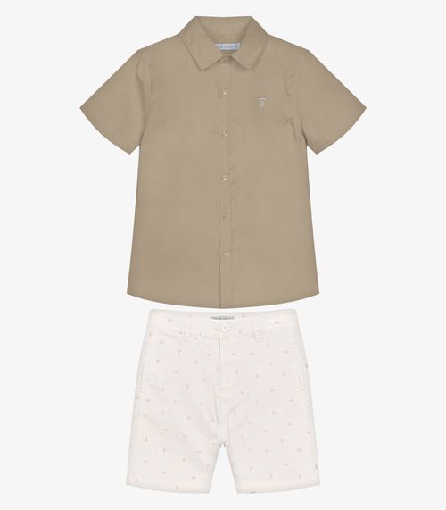Conjunto Infantil Camisa Com Bermuda Trick Nick Marrom