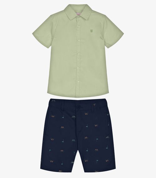 Conjunto Infantil Camisa Com Bermuda Trick Nick Verde