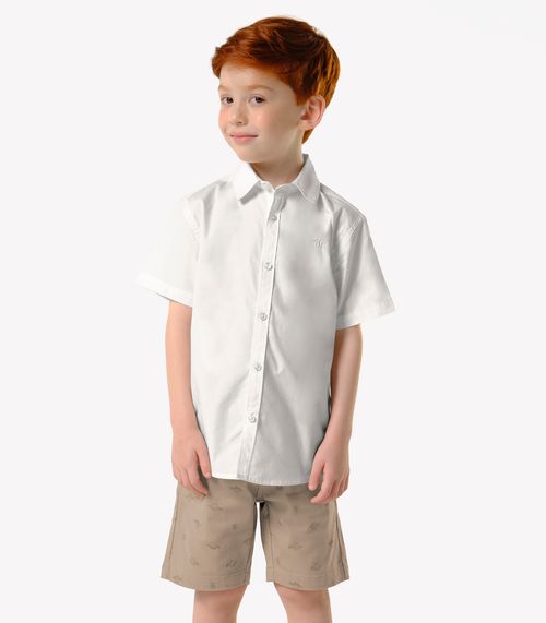 Conjunto Infantil Camisa Com Bermuda Trick Nick Bege