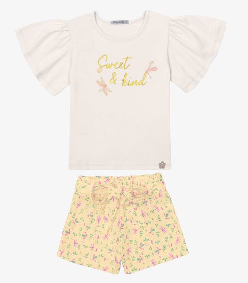 Conjunto Verão Menina Curto Com Estampa Trick Nick Amarelo
