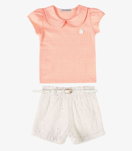 Conjunto Verão Menina Com Plaquinha Trick Nick Rosa