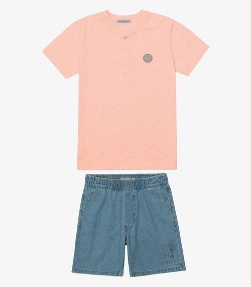Conjunto Verão Menino Meia Malha Trick Nick Rosa