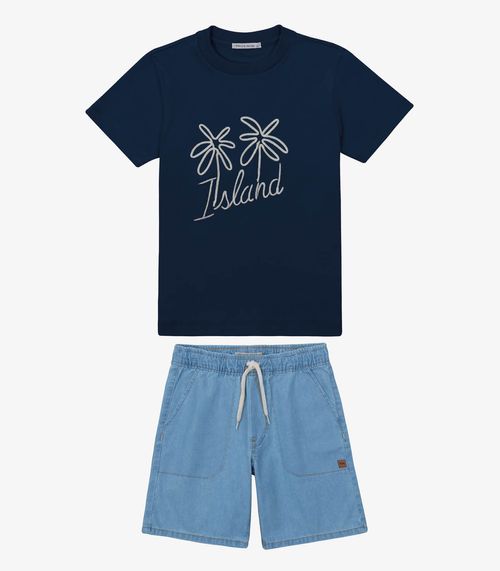 Conjunto Verão Menino Suedine Trick Nick Azul