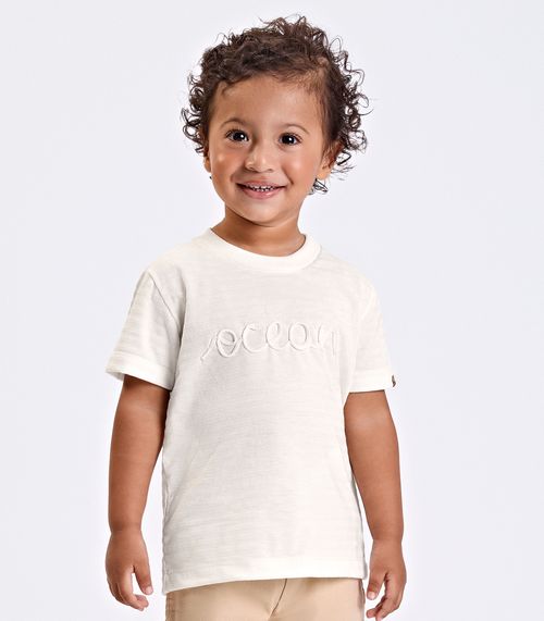 Camiseta Verão Menino Meia Malha Trick Nick Bege