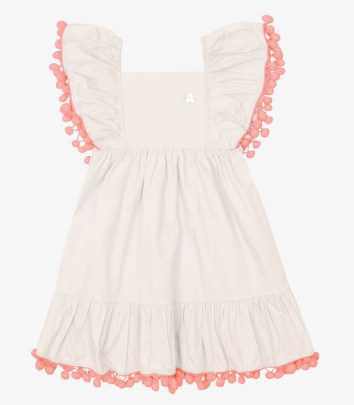 Vestido Verão Menina Midi Com Plaquinha Trick Nick Bege