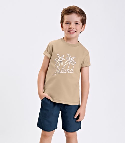 Conjunto Verão Menino Suedine Trick Nick Bege