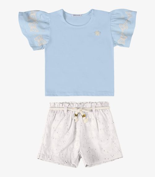 Conjunto Verão Menina Curto Com Cadarço Trick Nick Azul