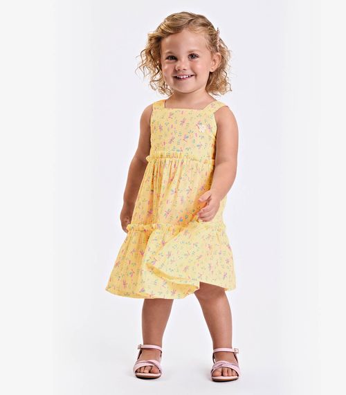 Vestido Verão Menina Midi Estampado Trick Nick Amarelo