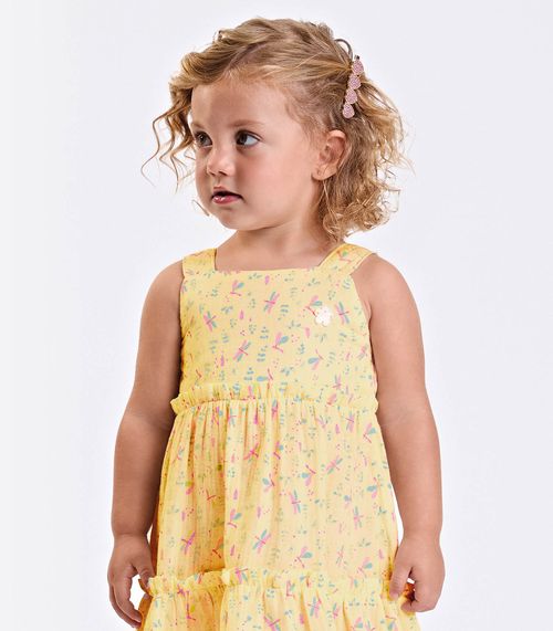 Vestido Verão Menina Midi Estampado Trick Nick Amarelo
