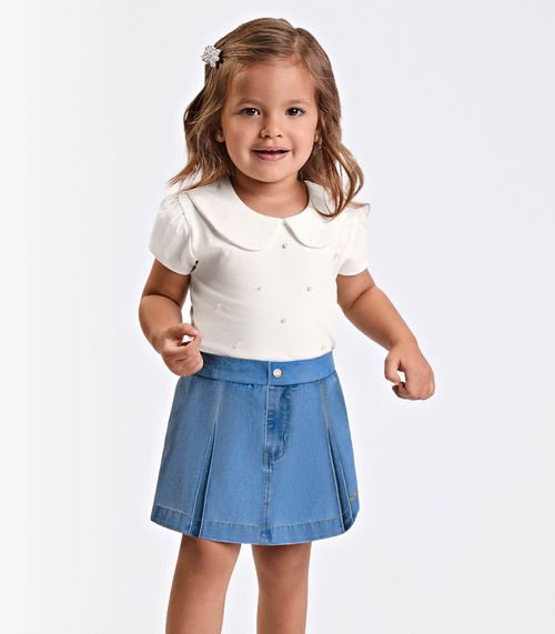 Shorts Saia Verão Menina Com Plaquinha Trick Nick Azul