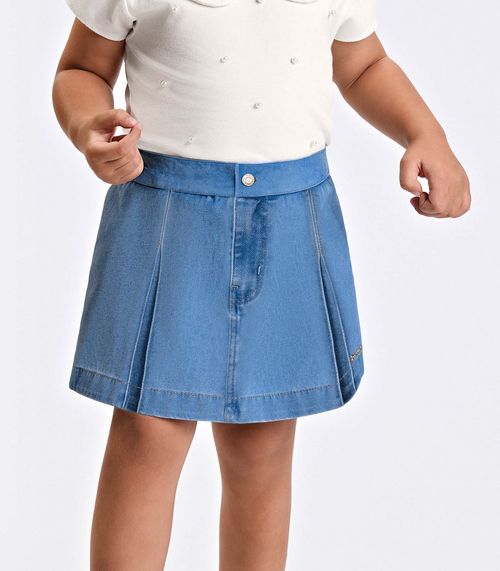 Shorts Saia Verão Menina Com Plaquinha Trick Nick Azul