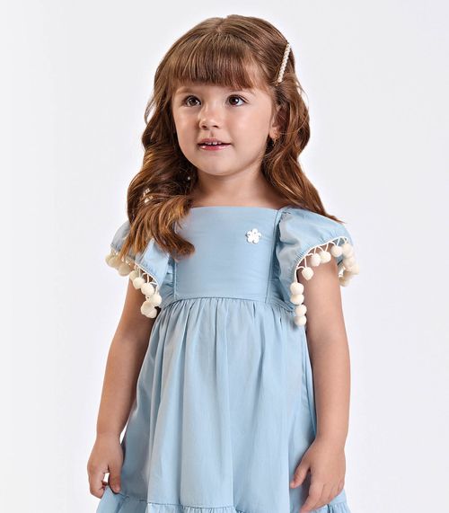 Vestido Verão Menina Midi Com Plaquinha Trick Nick Azul