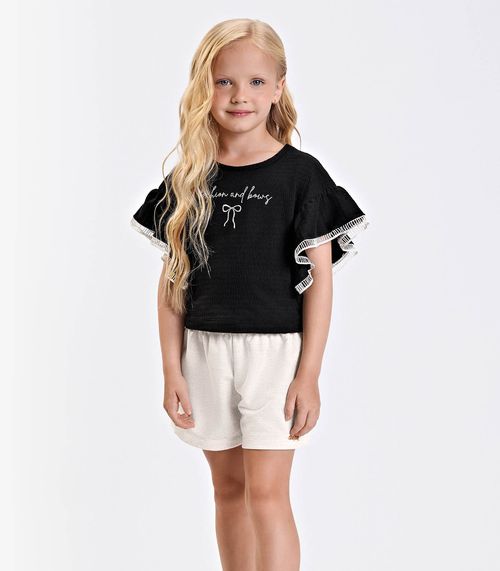 Conjunto Verão Menina Com Plaquinha Trick Nick Preto