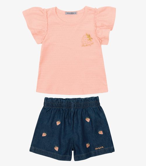 Conjunto Verão Menina Curto Trick Nick Rosa
