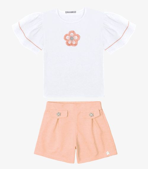 Conjunto Verão Menina Com Bordado Trick Nick Branco