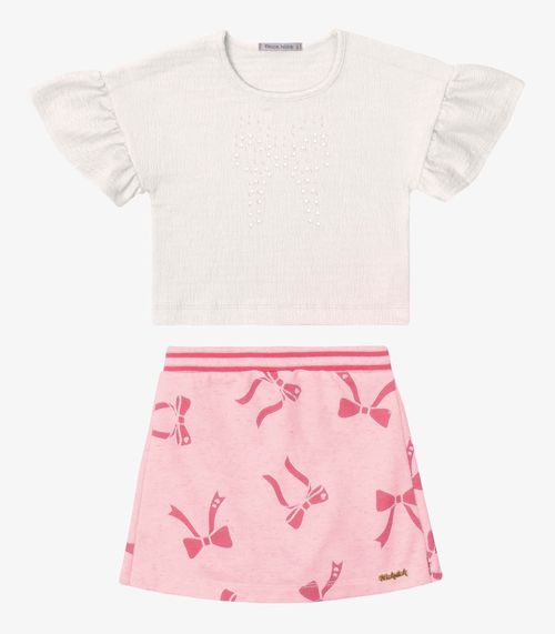 Conjunto Verão Menina Curto Estampado Trick Nick Rosa