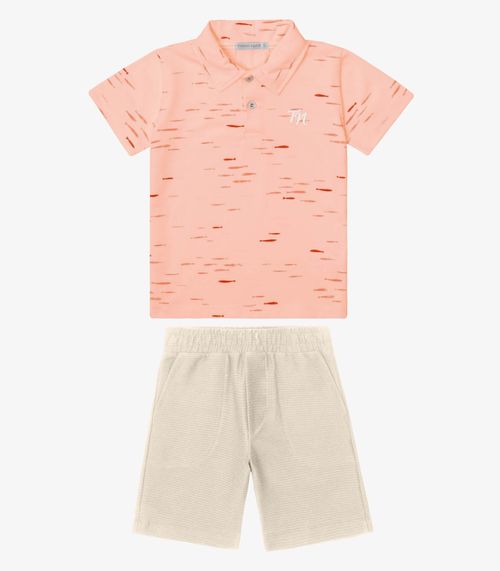 Conjunto Verão Menino Polo Com Bermuda Trick Nick Rosa