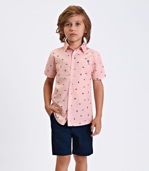 Conjunto Camisa Polo Com Bermuda Trick Nick Rosa
