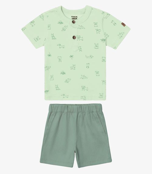 Conjunto Camiseta Com Bermuda Infantil Trick Nick Verde