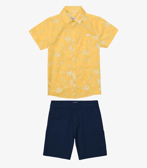 Conjunto Camisa Polo Com Bermuda Trick Nick Amarelo
