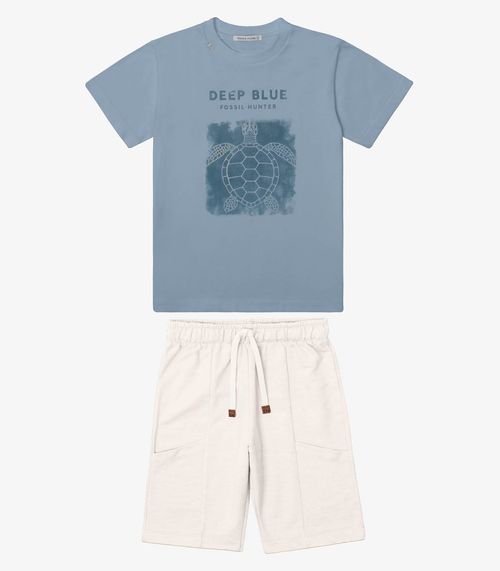 Conjunto Verão Menino Meia Malha Trick Nick Azul