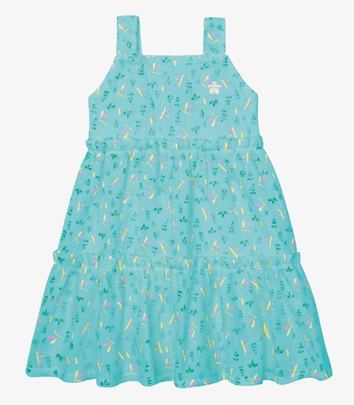 Vestido Verão Menina Midi Estampado Trick Nick Azul