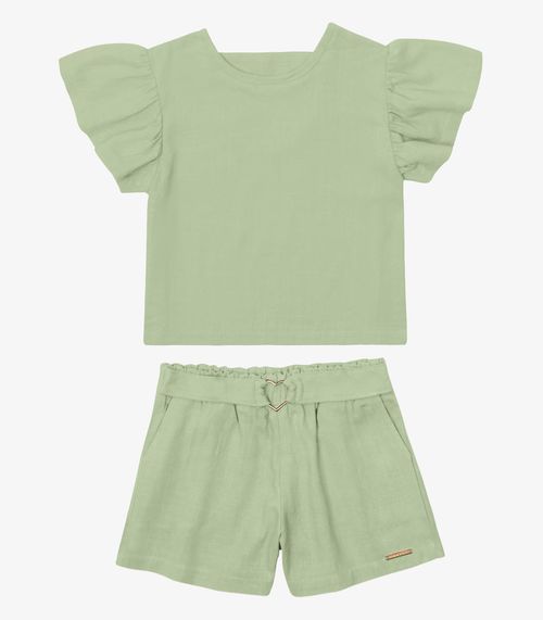 Conjunto Blusa Com Shorts Infantil Trick Nick Verde