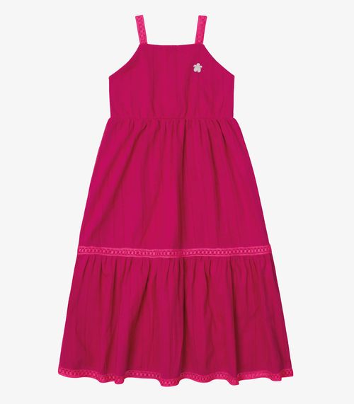Vestido Infantil Tricoline Listrado Trick Nick Rosa