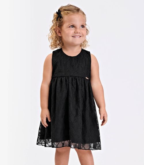 Vestido Verão Menina Midi Com Forro Trick Nick Preto