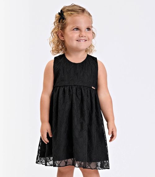 Vestido Verão Menina Midi Com Forro Trick Nick Preto
